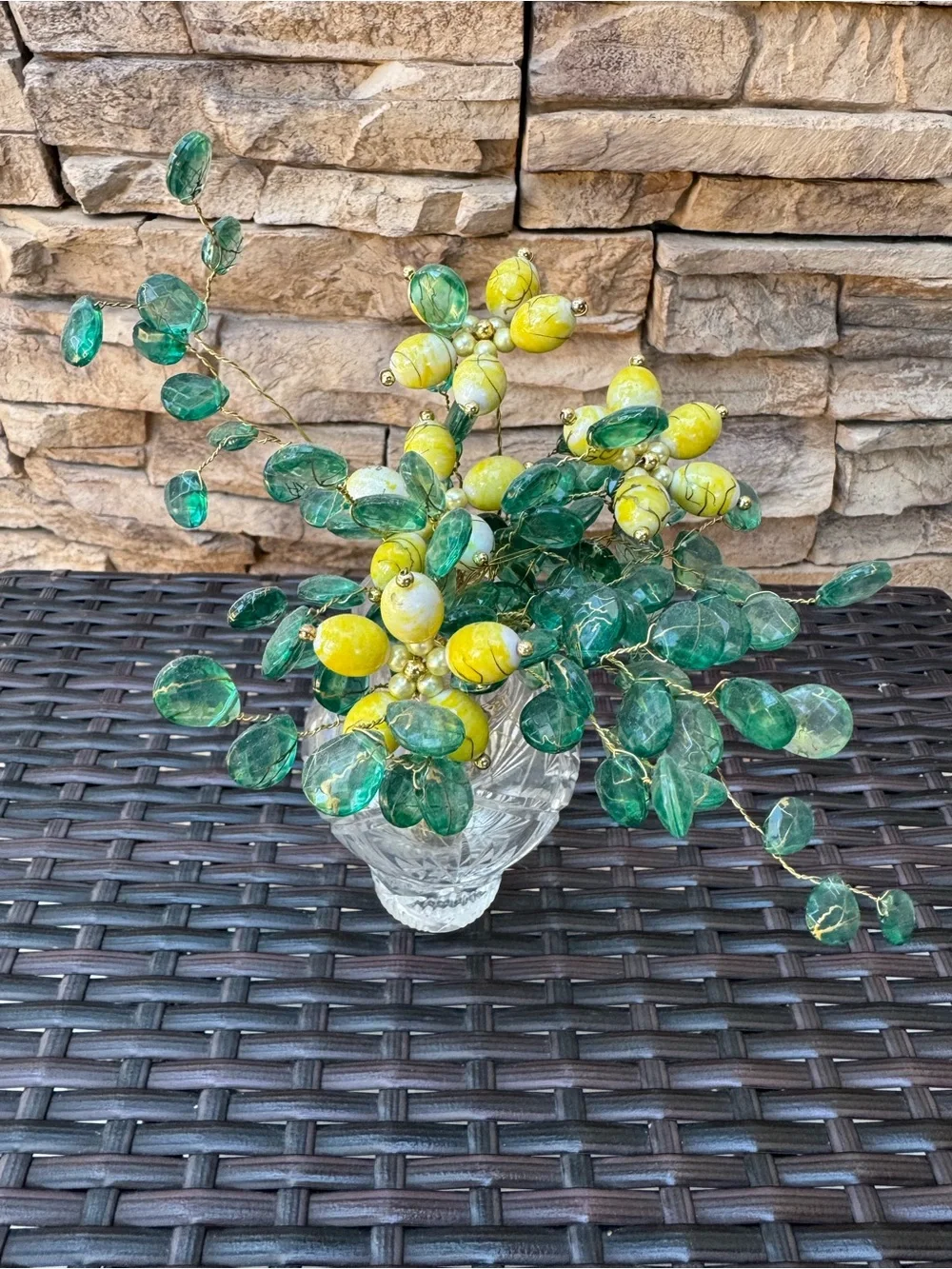 Decorative Yellow & Green Bead Branch Arrangement - Home Accents